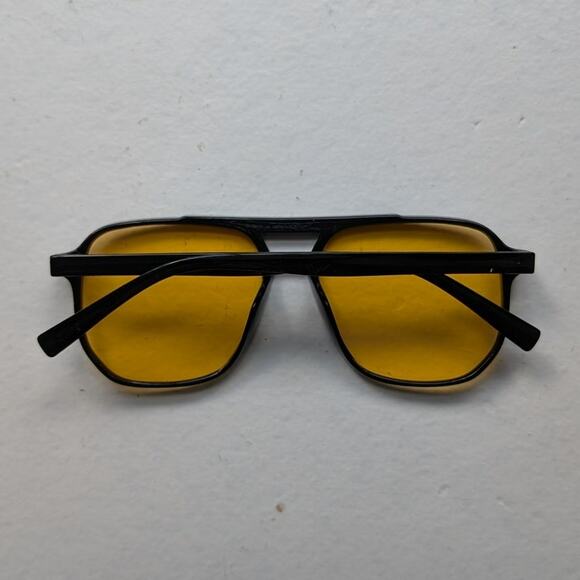 Retro Yellow Aviator Minimalist Festival Sunglasses Grunge Tinted Sunnies Shades - Picture 5 of 7